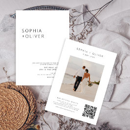 Invitación Moderno y elegante Boda blanco y negro todo en uno