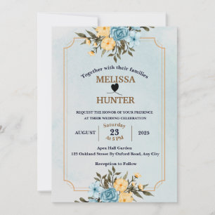 Invitación Moderno y elegante Boda de acuarela de marco flora