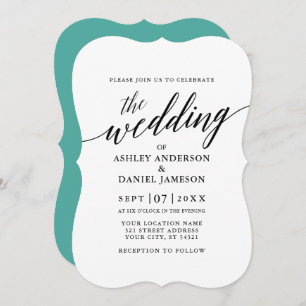 Invitación Moderno y elegante Boda de caligrafía Verde azulad