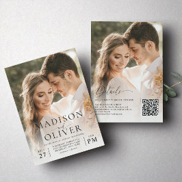 Invitación Moderno y elegante Boda de código QR de foto 2
