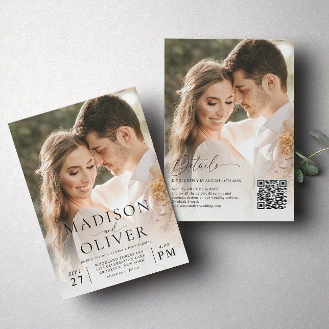 Invitación Moderno y elegante Boda de código QR de foto 2 (Subido por el creador)