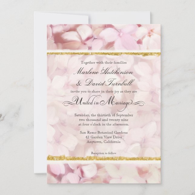 Invitación Moderno y elegante Boda de flores de hidrangea flo (Anverso)
