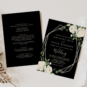 Invitación Moderno y elegante Boda de flores de marfil