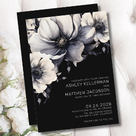 Invitación Moderno y elegante Boda de flores negras Boho