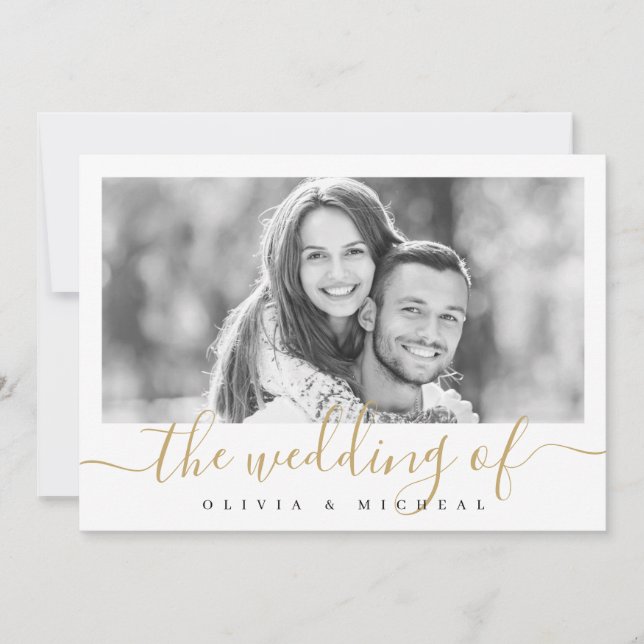 Invitación Moderno y elegante boda de foto de guión (Anverso)