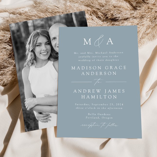 Invitación Moderno y elegante Boda de fotografía con monogram (Subido por el creador)