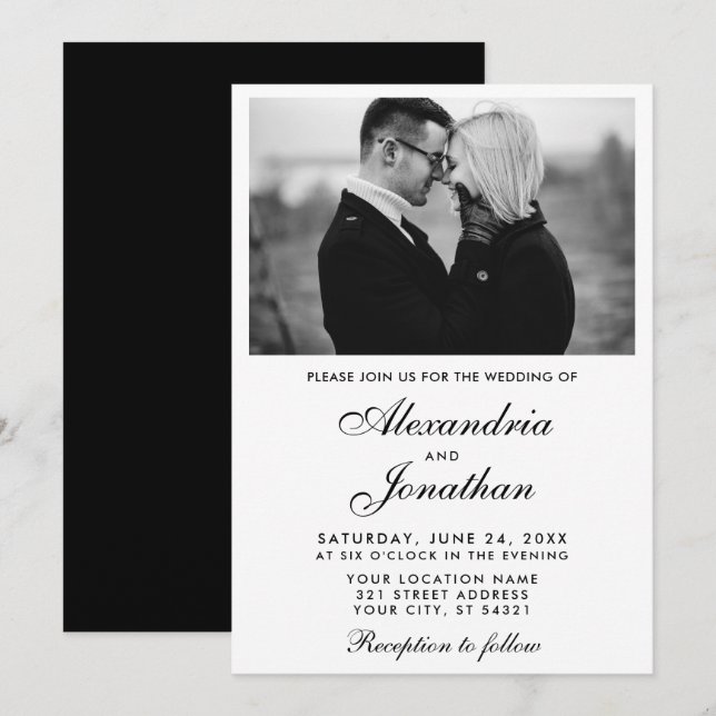 Invitación Moderno y elegante Boda de fotografía de pareja si (Anverso / Reverso)