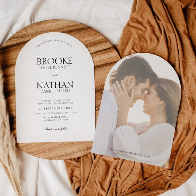 Invitación Moderno y elegante Boda de fotografías en blanco y (Subido por el creador)