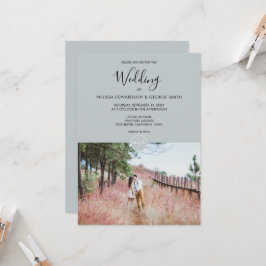 Invitación Moderno y elegante Boda de fotos en monograma rúst