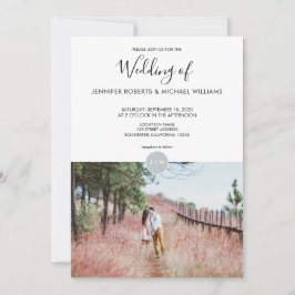 Invitación Moderno y elegante Boda de fotos en monograma rúst