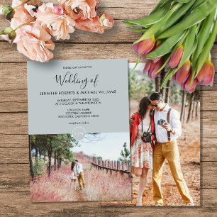 Invitación Moderno y elegante Boda de fotos en monograma rúst