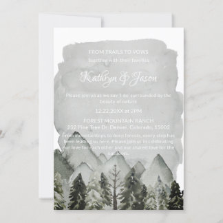 Invitación Moderno y elegante Boda de fuente blanca de montañ