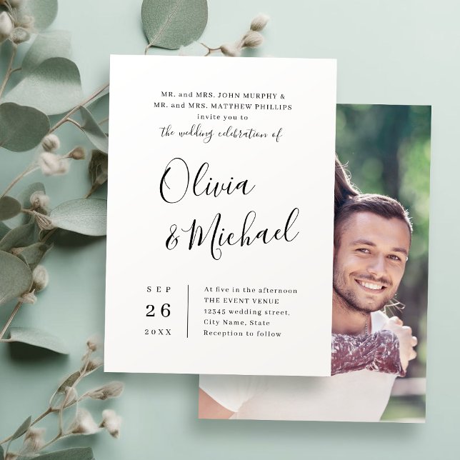 Invitación Moderno y elegante boda de guiones (Modern simple elegant script wedding invitation)