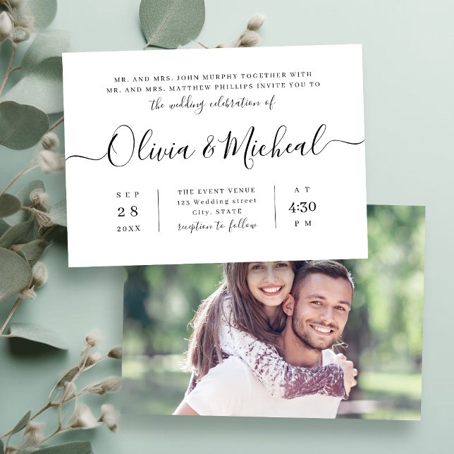 Invitación Moderno y elegante boda de guiones (Modern simple elegant script wedding invitation)