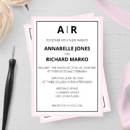 Invitación Moderno y elegante Boda de Monograma