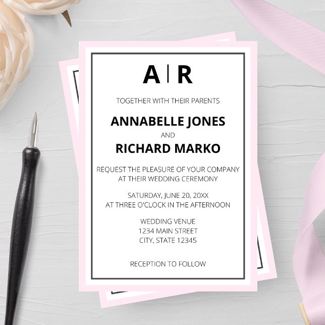 Invitación Moderno y elegante Boda de Monograma (Subido por el creador)