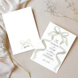 Invitación Moderno y elegante Boda de Monograma de Green Bow 