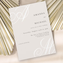 Moderno y elegante Boda de monograma mínimo beige