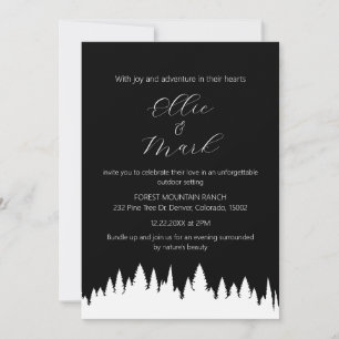 Invitación Moderno y elegante Boda de pino Minimalista negro