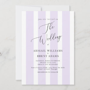 Invitación Moderno y elegante boda de raya de lavanda II