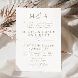 Invitación Moderno y elegante Boda del Monograma de Oro