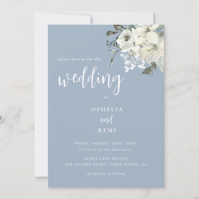 Invitación Moderno y elegante Boda Dusty Blue Simple (Anverso)