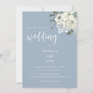 Invitación Moderno y elegante Boda Dusty Blue Simple