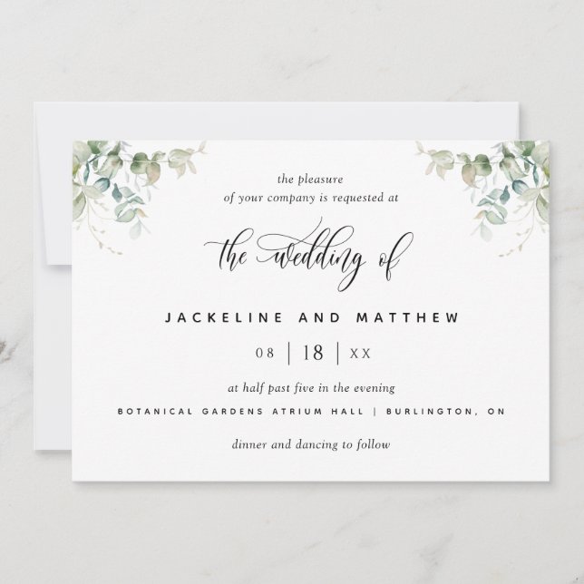 Invitación Moderno y elegante Boda Eucalyptus (Anverso)
