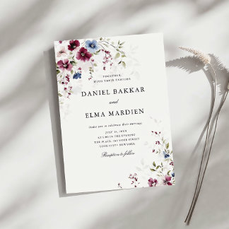 Invitación Moderno y elegante Boda floral de Borgoña