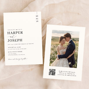 Invitación Moderno y elegante Boda fotográfico de código QR