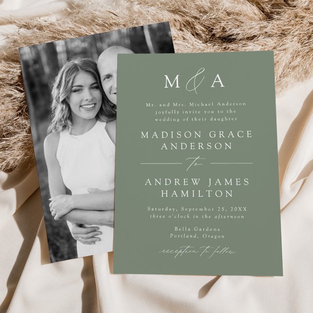 Invitación Moderno y elegante Boda fotográfico de monograma v (Subido por el creador)