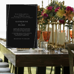 Invitación Moderno y elegante Boda geométrico negro y blanco