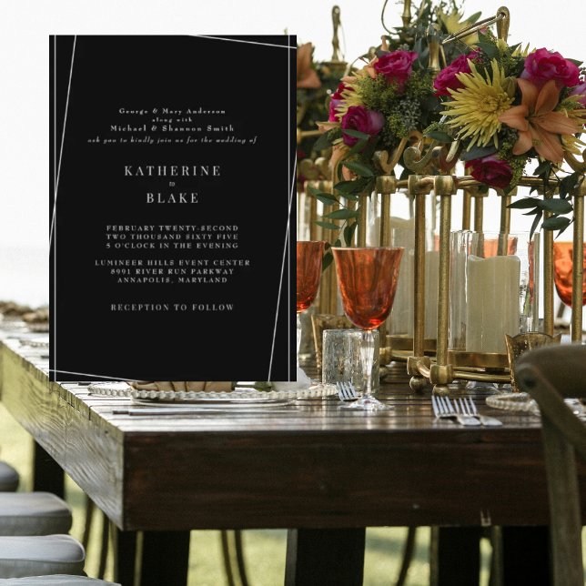 Invitación Moderno y elegante Boda geométrico negro y blanco (Subido por el creador)