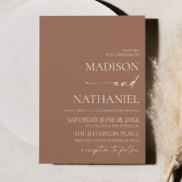 Invitación Moderno y elegante Boda Mocha Mousse Brown