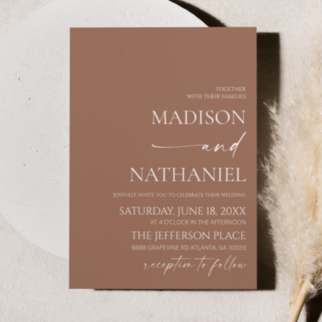 Invitación Moderno y elegante Boda Mocha Mousse Brown (Subido por el creador)