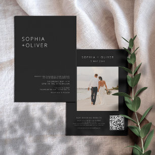 Invitación Moderno y elegante Boda negro todo en uno