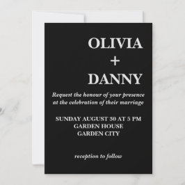 Invitación Moderno y elegante Boda negro y blanco