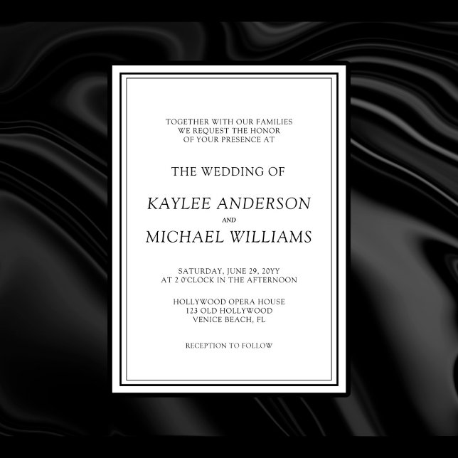 Invitación Moderno y elegante Boda negro y blanco (Subido por el creador)