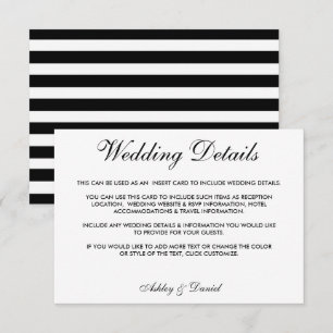 Invitación Moderno y elegante Boda negro y blanco Detalles S