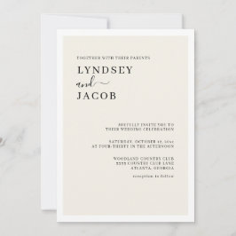 Invitación Moderno y elegante Boda negro y crema