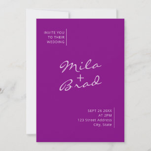 Invitación Moderno y elegante Boda púrpura