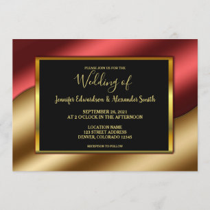 Invitación Moderno y elegante Boda purpurina de oro rojo de l