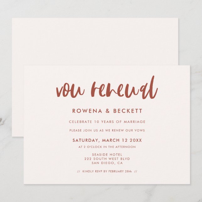 Invitación Moderno y elegante boda rosa de nieve Renovación d (Anverso / Reverso)