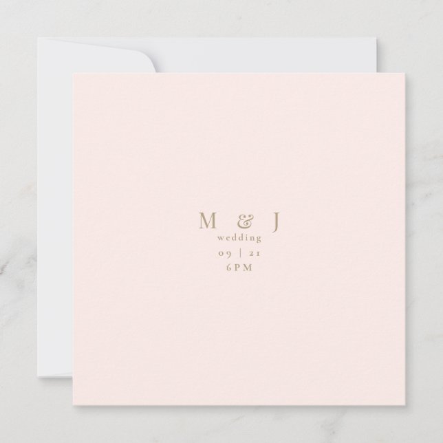 Invitación Moderno y elegante Boda Rubor Square (Anverso)