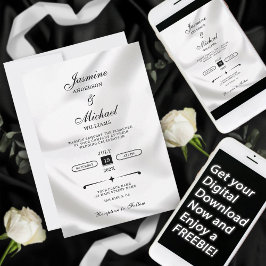 Invitación Moderno y elegante Boda simple negro y blanco