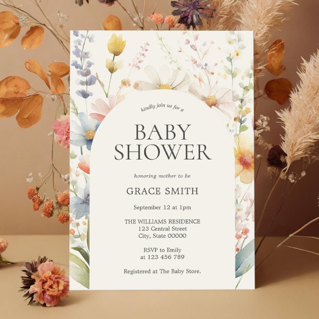 Invitación Moderno y elegante Boho Floral Baby Shower (Subido por el creador)