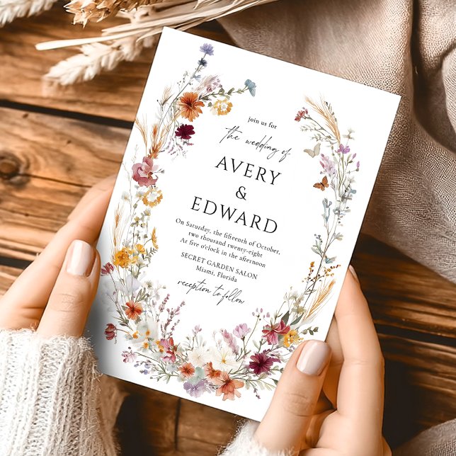 Invitación Moderno y elegante Boho floral de otoño rústico (Subido por el creador)
