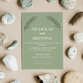 Invitación Moderno y elegante Boho Sage Green Boda Minimalist