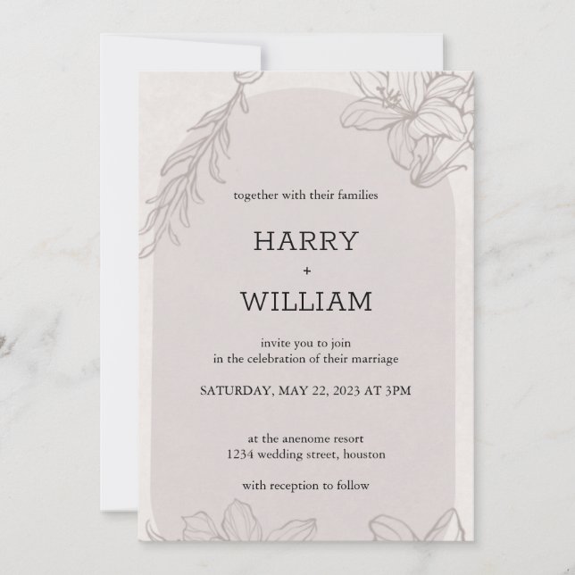 Invitación Moderno y elegante Bouquet floral anemónico (Anverso)