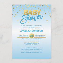 Invitación Moderno y elegante caja de oro azul Baby Shower